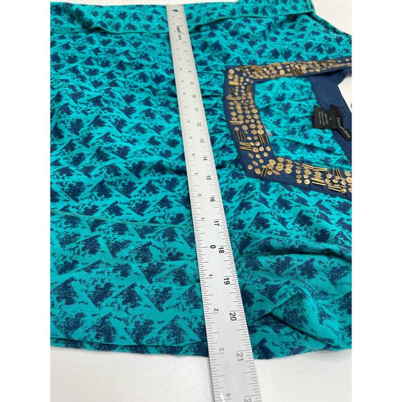 New Calvin Klein Flutter Kaftan Short Sleeve Blouse Geo Loose Embellished Bold M - Picture 10 of 10